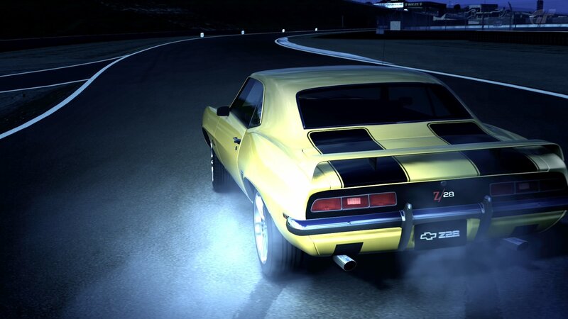 Yellow Muscle Car — Dramatic, Night, 3d Render