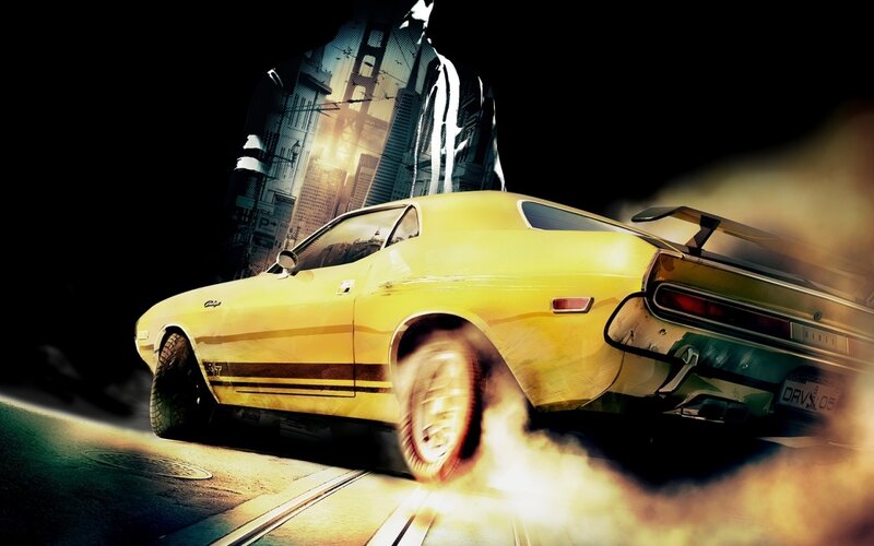 Yellow Muscle Car — Dramatic, Night, Digital Art, Cityscape