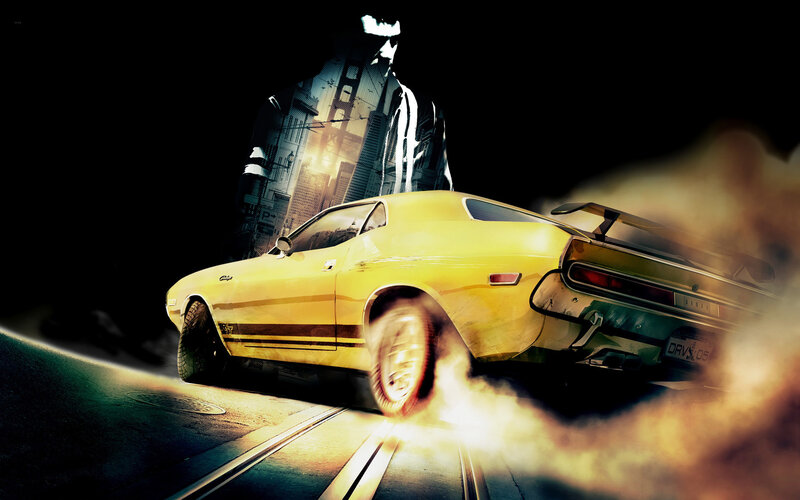 Yellow Muscle Car — Dramatic, Night, Digital Art