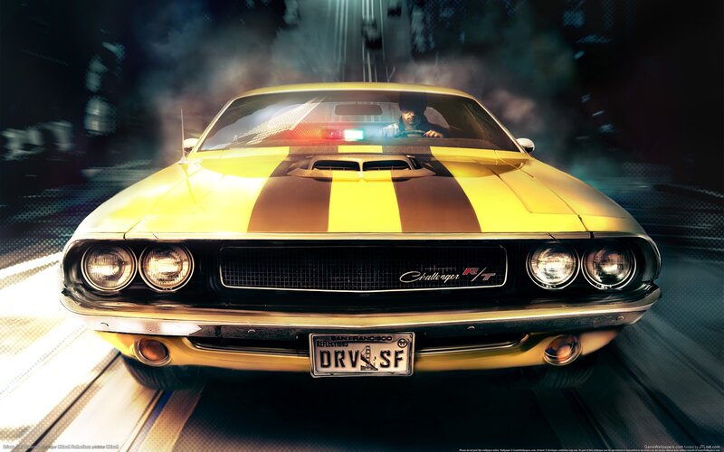 Yellow Muscle Car — Dramatic, Night