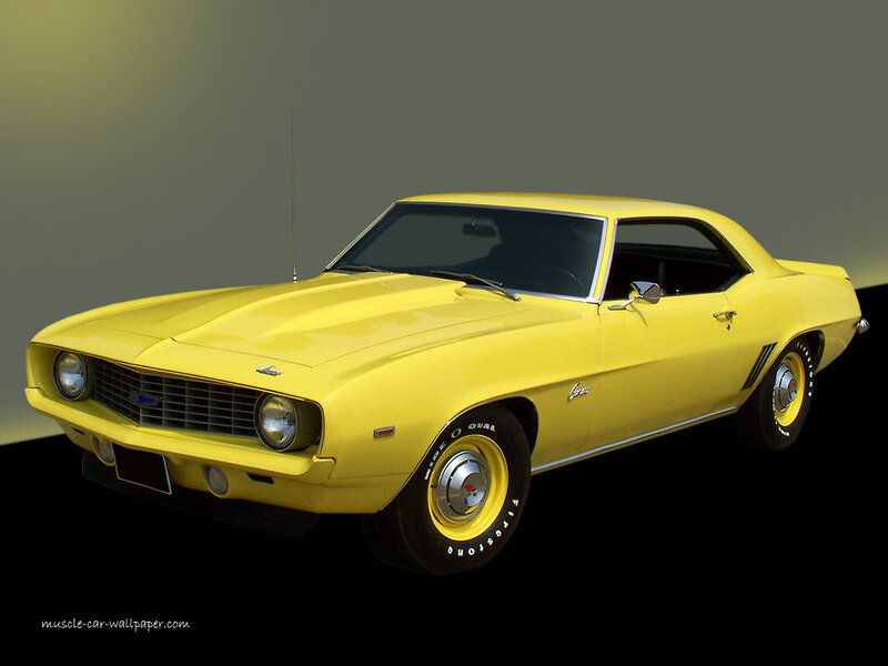 Yellow Muscle Car — Dramatic, Photograph, Antenna