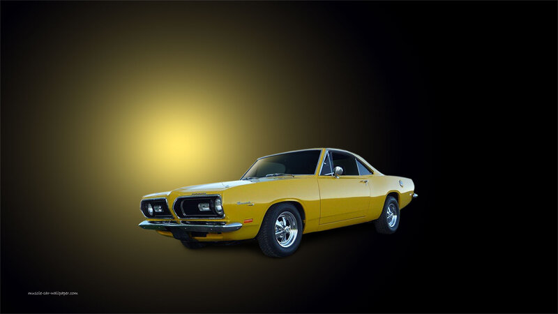 Yellow Muscle Car — Dramatic, Photograph, Headlights