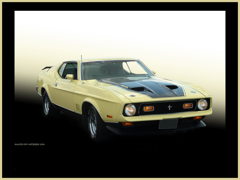 Yellow Muscle Car — Dramatic, Photograph, Hood Scoop
