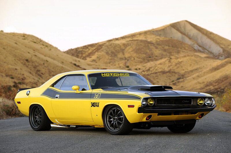 Yellow Muscle Car — Dramatic, Sunset, Photograph, Hills