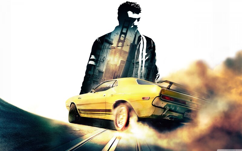Yellow Muscle Car Drifting — Dramatic