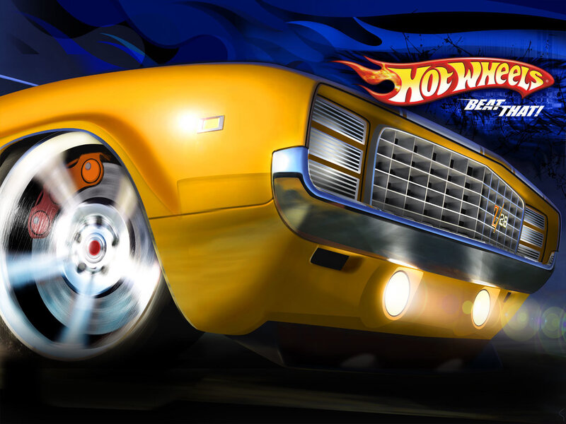Yellow Muscle Car — Dynamic, Night