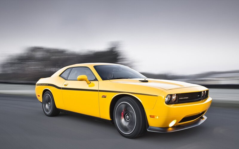 Yellow Muscle Car — Dynamic, Photograph, Road