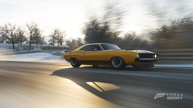 Yellow Muscle Car — Dynamic, Winter