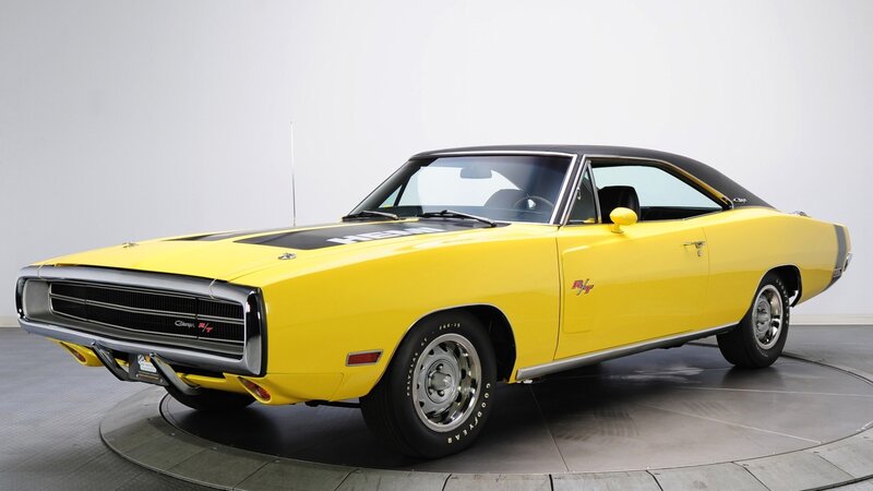 Yellow Muscle Car — Neutral, Photograph, Black Roof