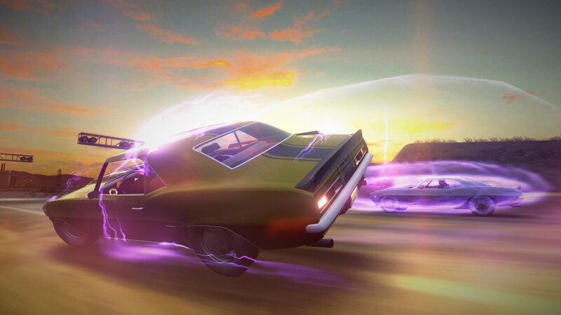 Yellow Muscle Car — Purple