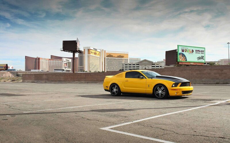 Yellow Mustang Car — Dramatic, Afternoon