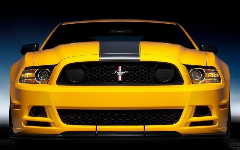 Yellow Mustang Car — Dramatic, Photograph, Grille