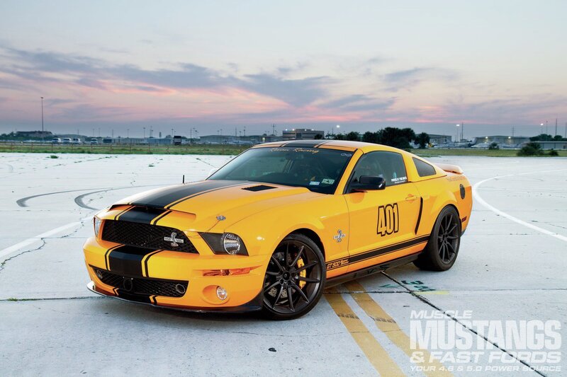 Yellow Mustang Car — Dramatic, Sunset