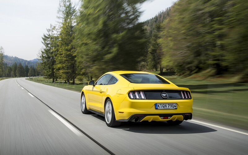Yellow Mustang Car — Dynamic, Afternoon, Photograph