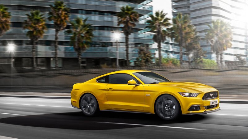 Yellow Mustang Car — Dynamic, Afternoon
