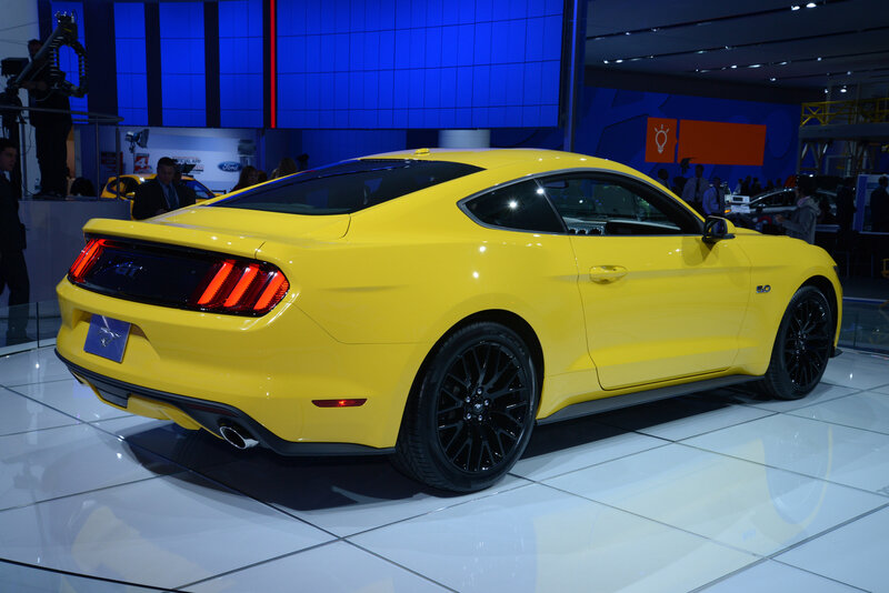 Yellow Mustang Car — Showroom, Photograph