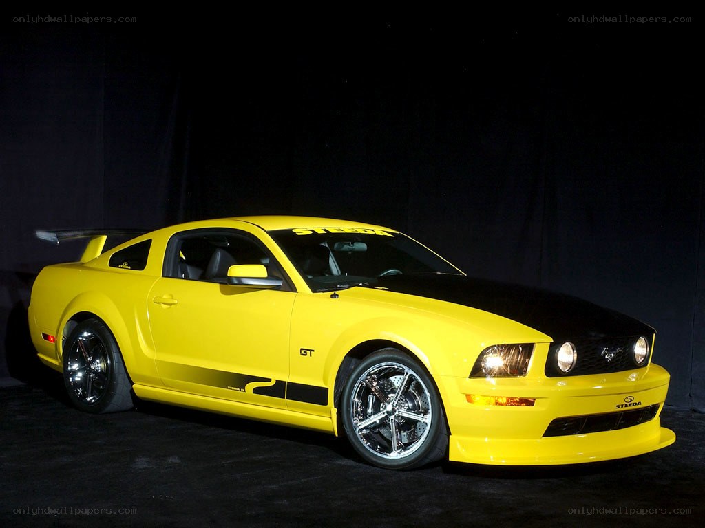 yellow mustang gt car