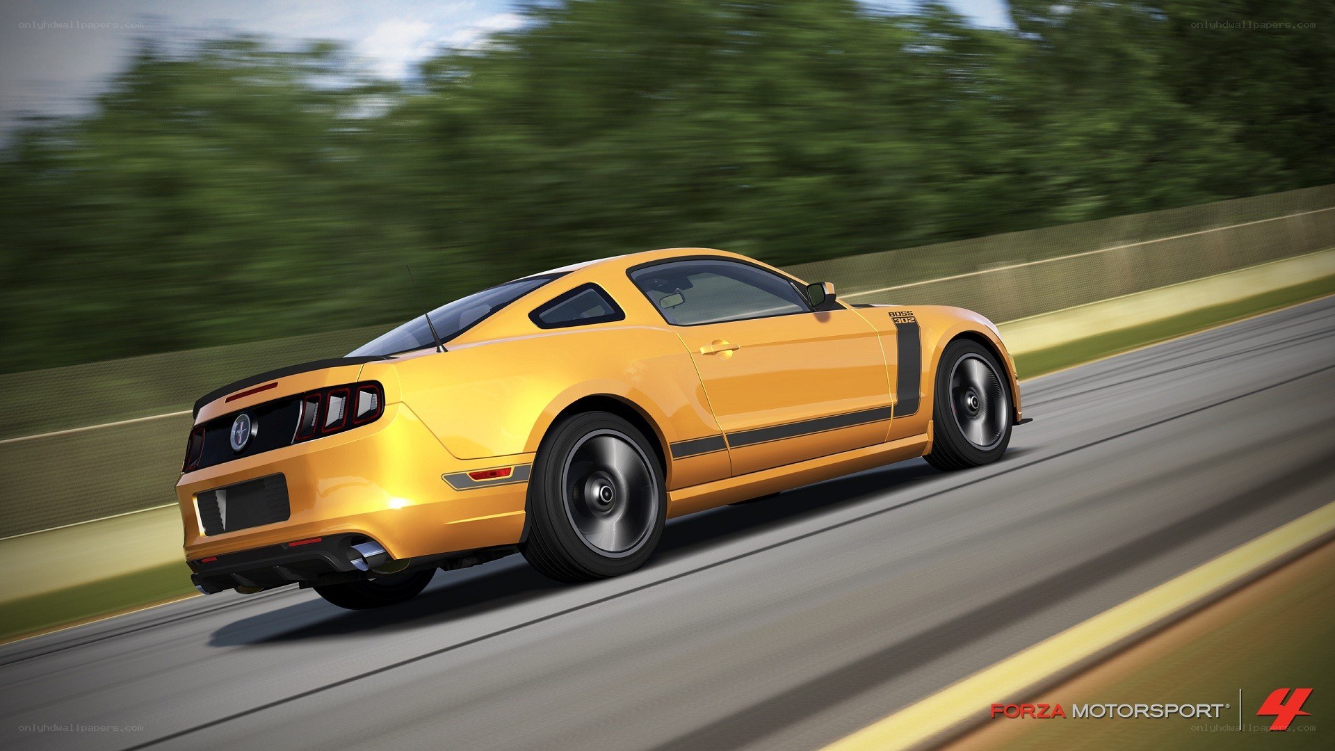 yellow mustang on racetrack