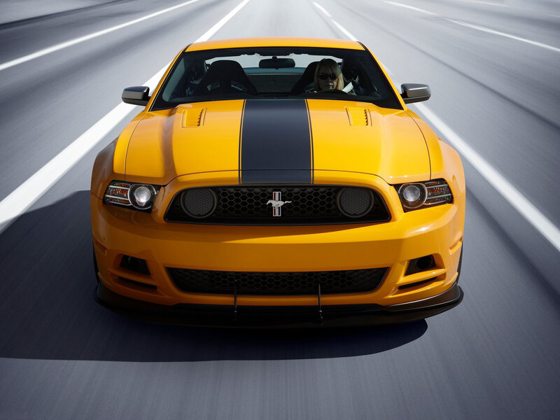 Yellow Mustang on Road — Dynamic, Photograph