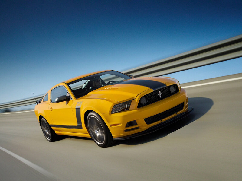 Yellow Mustang on Road — Dynamic