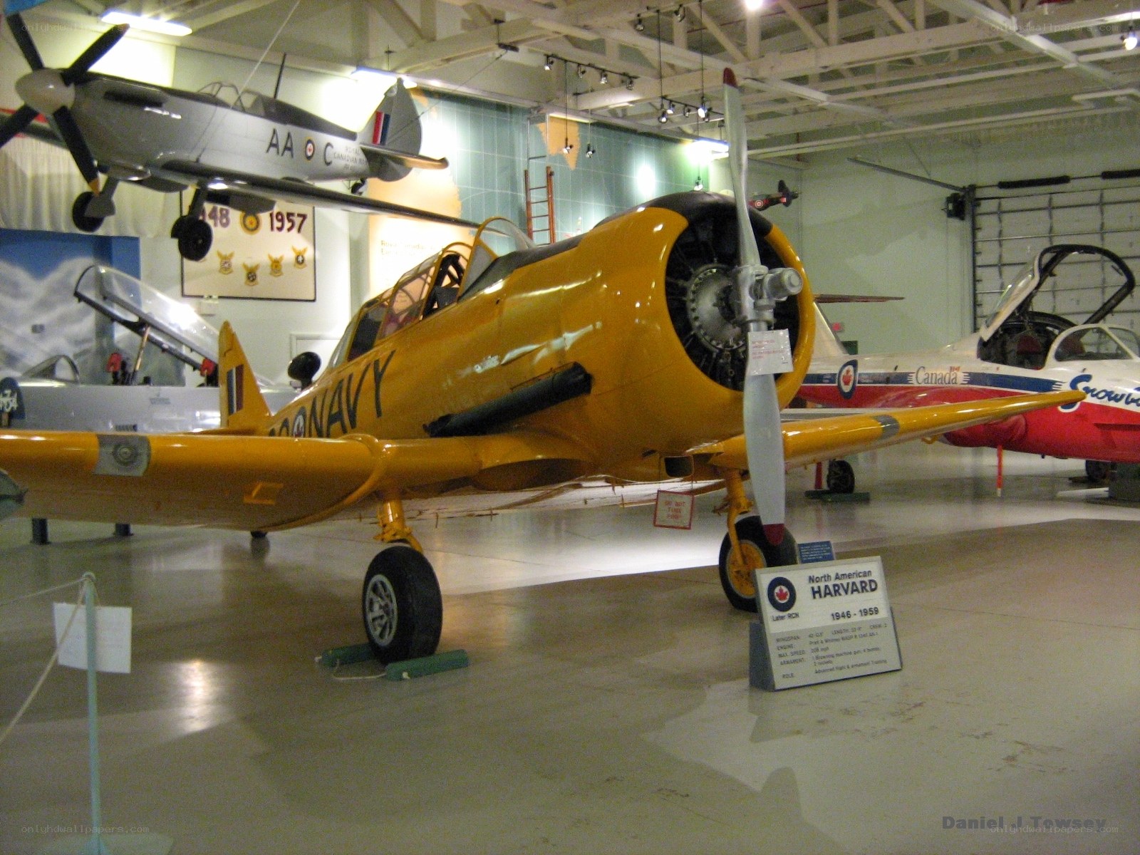 Yellow Navy aircraft on display