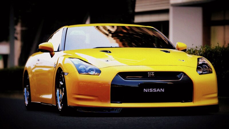 Yellow Nissan GT-R sports car