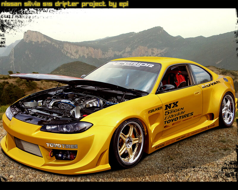 yellow nissan silvia s15 drifter