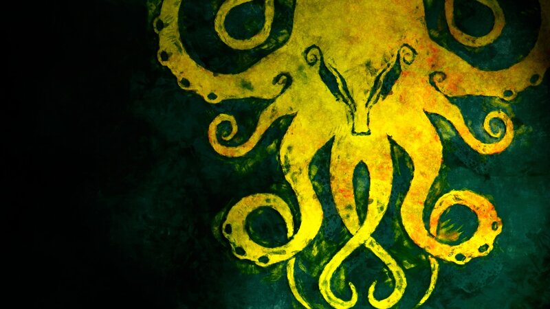 Yellow Octopus on Dark Background
