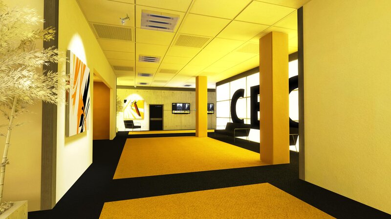 Yellow Office Hallway — Modern