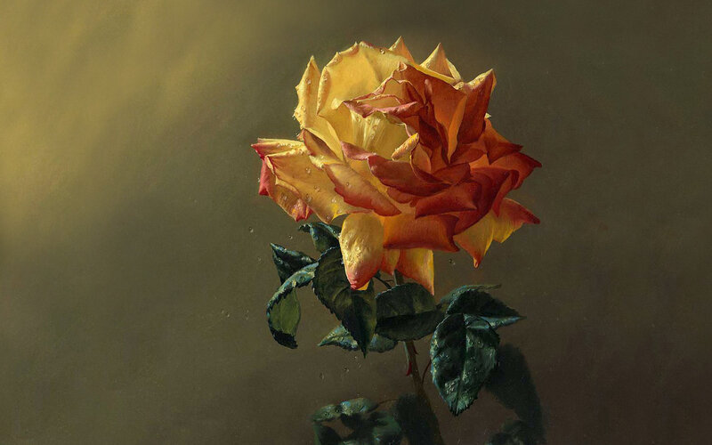 Yellow-orange Rose — Yellow, Dramatic, Painting