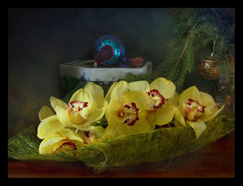 Yellow Orchids in Basket