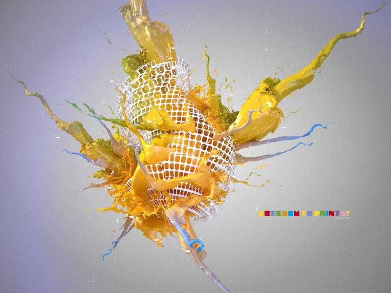 Yellow Paint Splashing