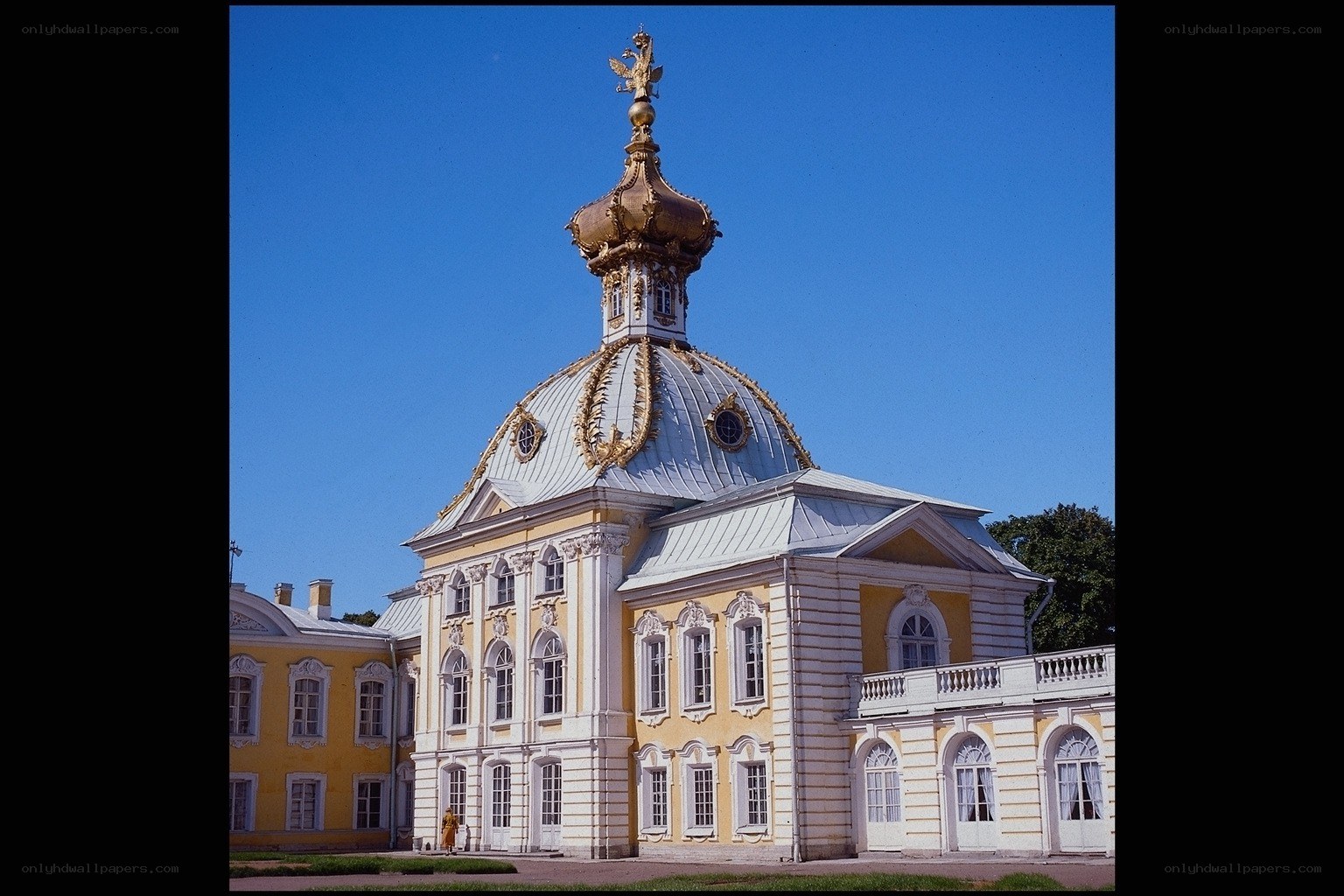 Yellow palace with golden dome