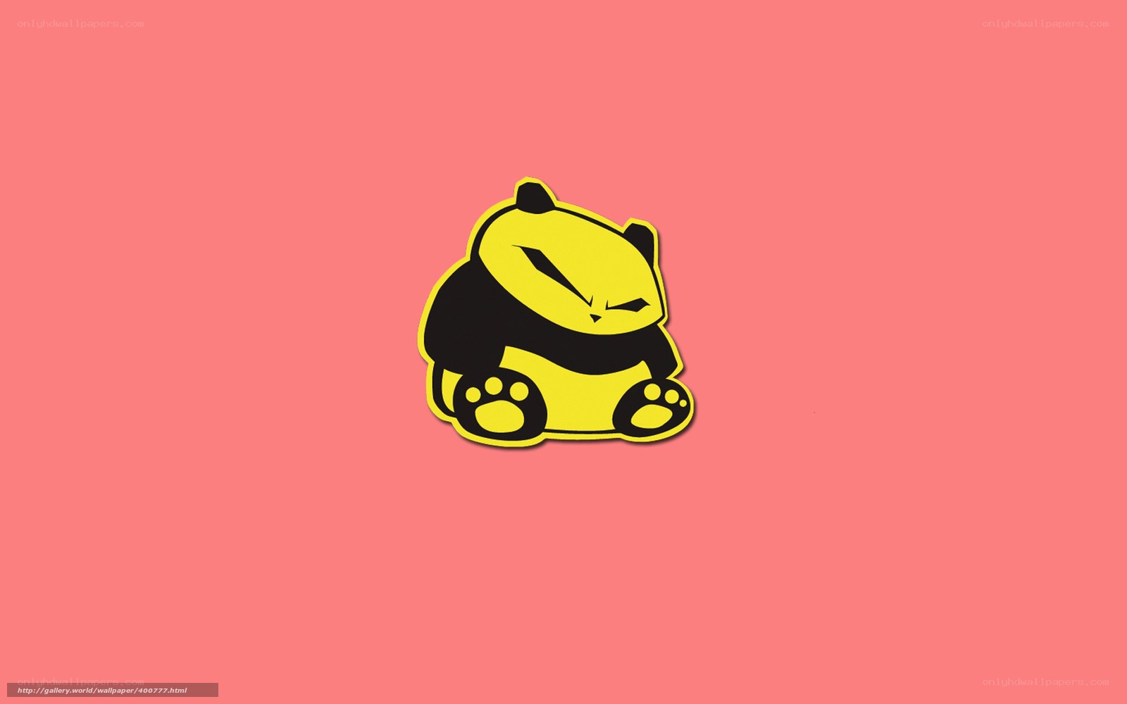 yellow panda logo on pink