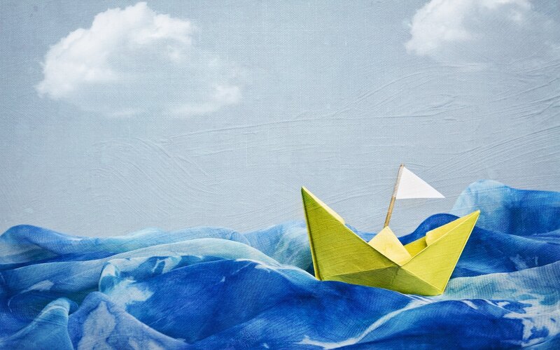 Yellow Paper Boat — Blue