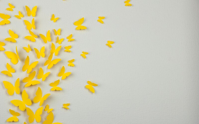 Yellow Paper Butterflies — Calm, Photograph, Wall