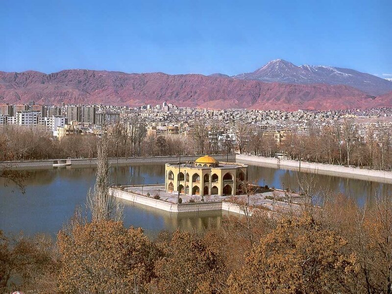 Yellow Pavilion in Lake