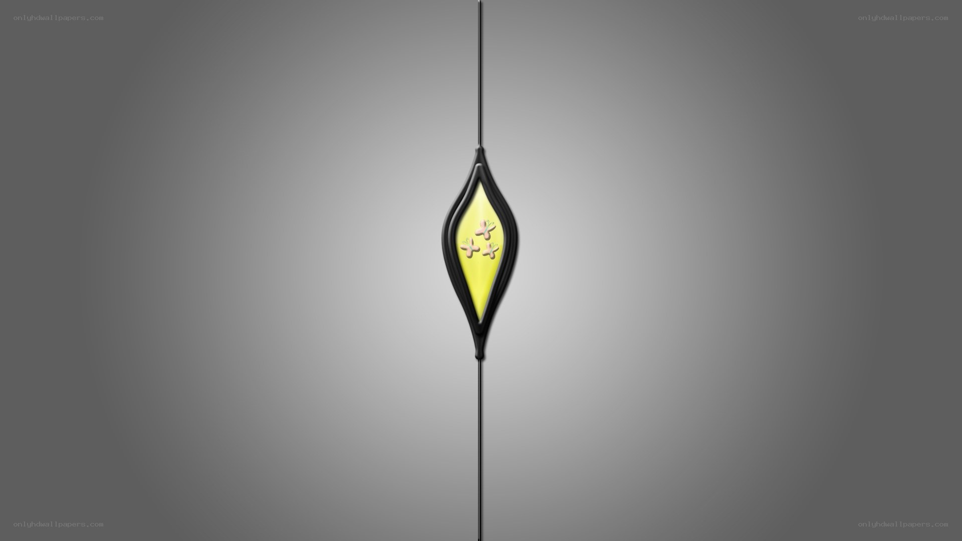 yellow pendant with three butterflies