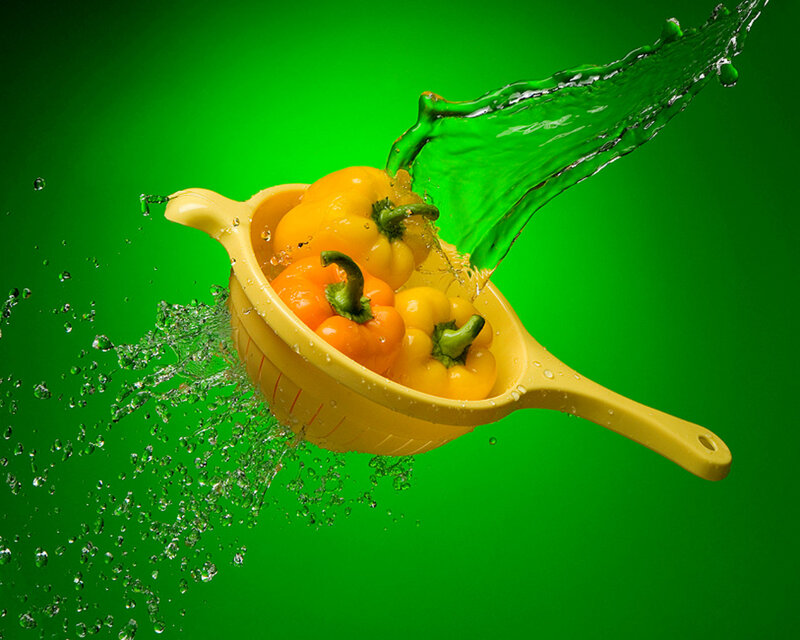 Yellow Peppers in Strainer