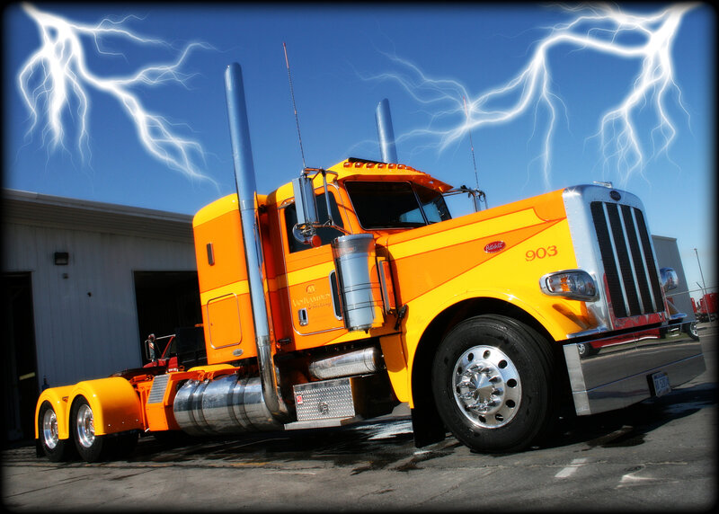 Yellow Peterbilt Truck — Dramatic