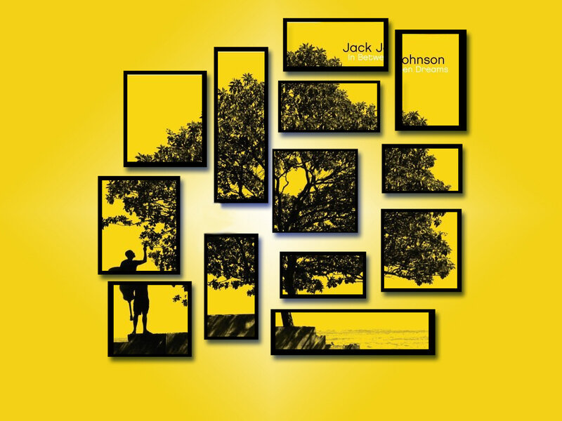 yellow photo collage with trees