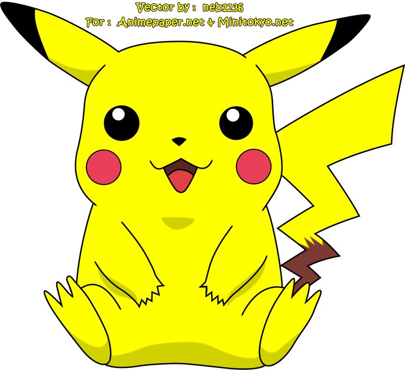Yellow Pikachu Character — Happy, Vector Art