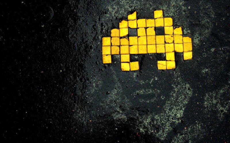 Yellow Pixelated Alien