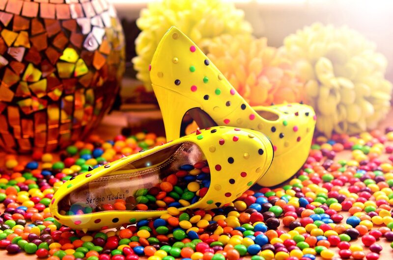 Yellow Polka-dot Heels