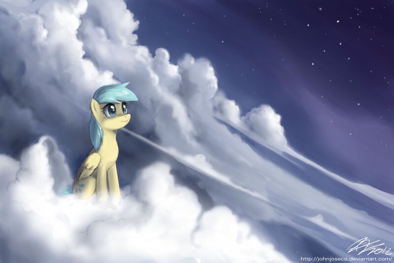 Yellow Pony in Clouds