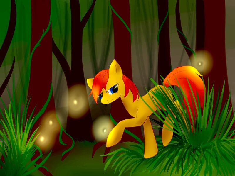 Yellow Pony in Forest