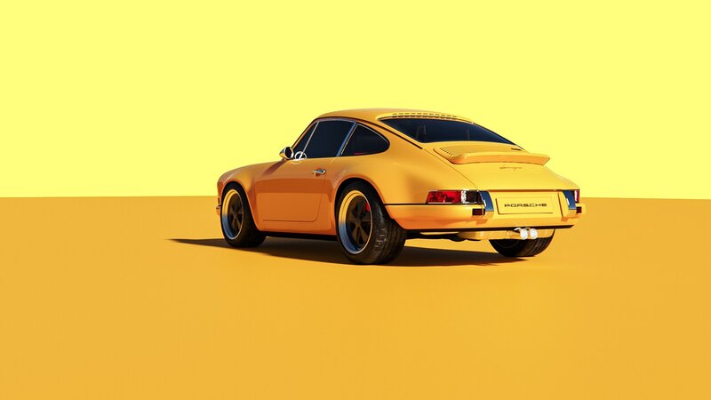 Yellow Porsche Car — Minimalist