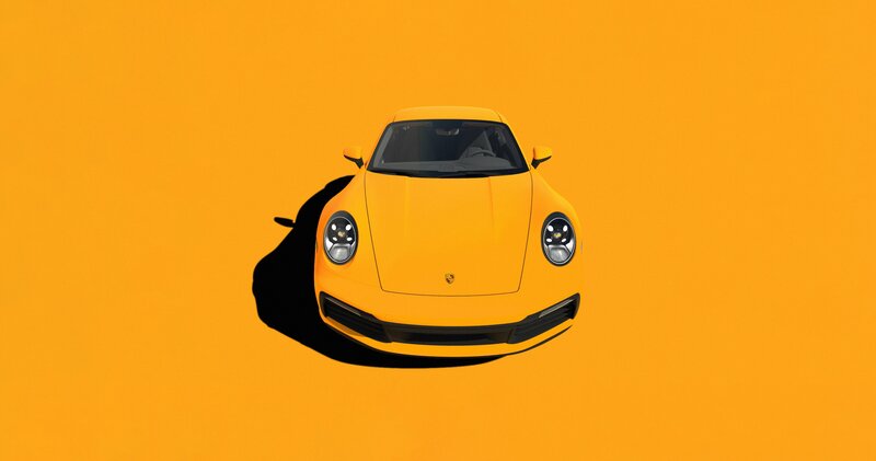 Yellow Porsche Car — Orange