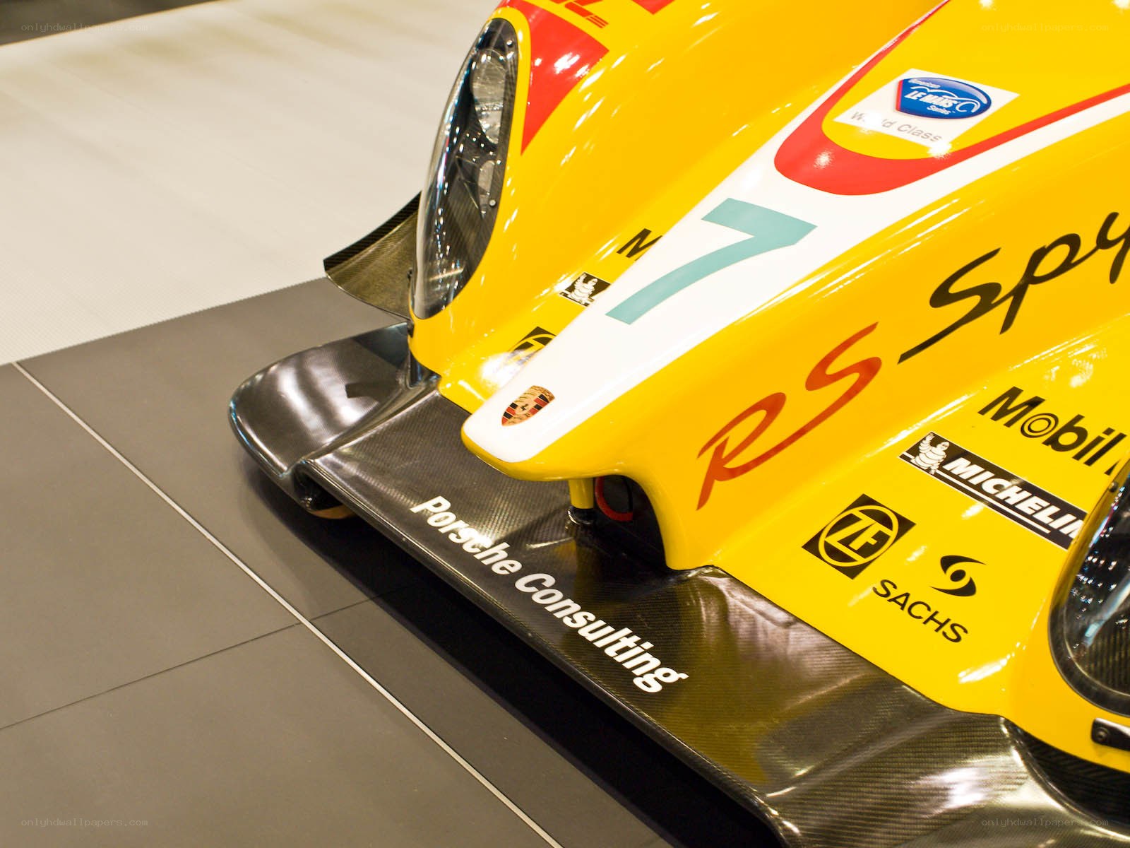 Yellow Porsche race car front