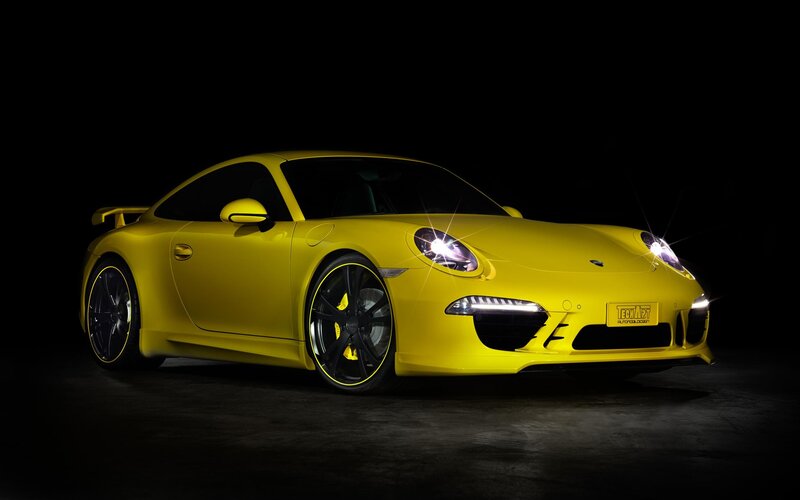 Yellow Porsche sports car